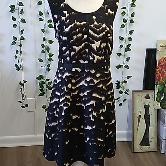 Oleg Cassini Dress sz 14 Black/ Taupe / Brown... - Picture 7 of 16